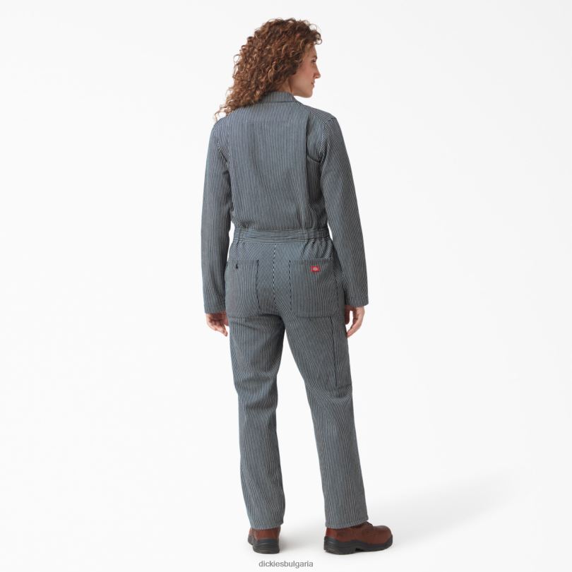 Жени Dickies комбинезон с дълги ръкави на райета от хикори редовен работно облекло R2PH81549