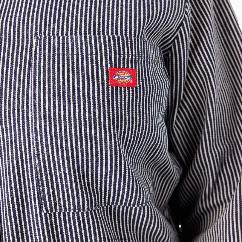 Жени Dickies плюс гащеризон с дълги ръкави на райета от хикори редовен работно облекло R2PH81951