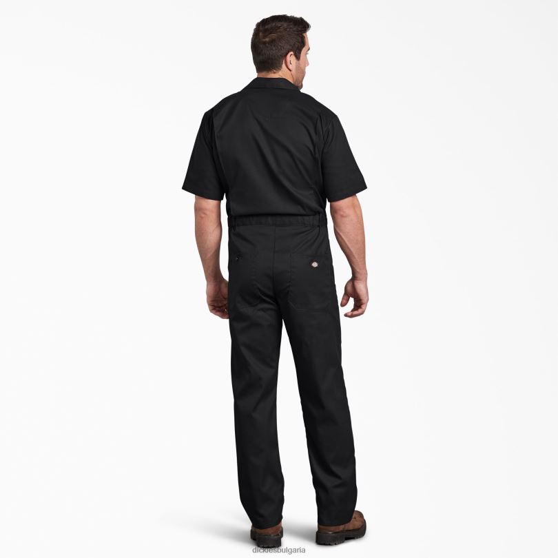 мъже Dickies гъвкав гащеризон с къс ръкав черно (bk) работно облекло R2PH81238