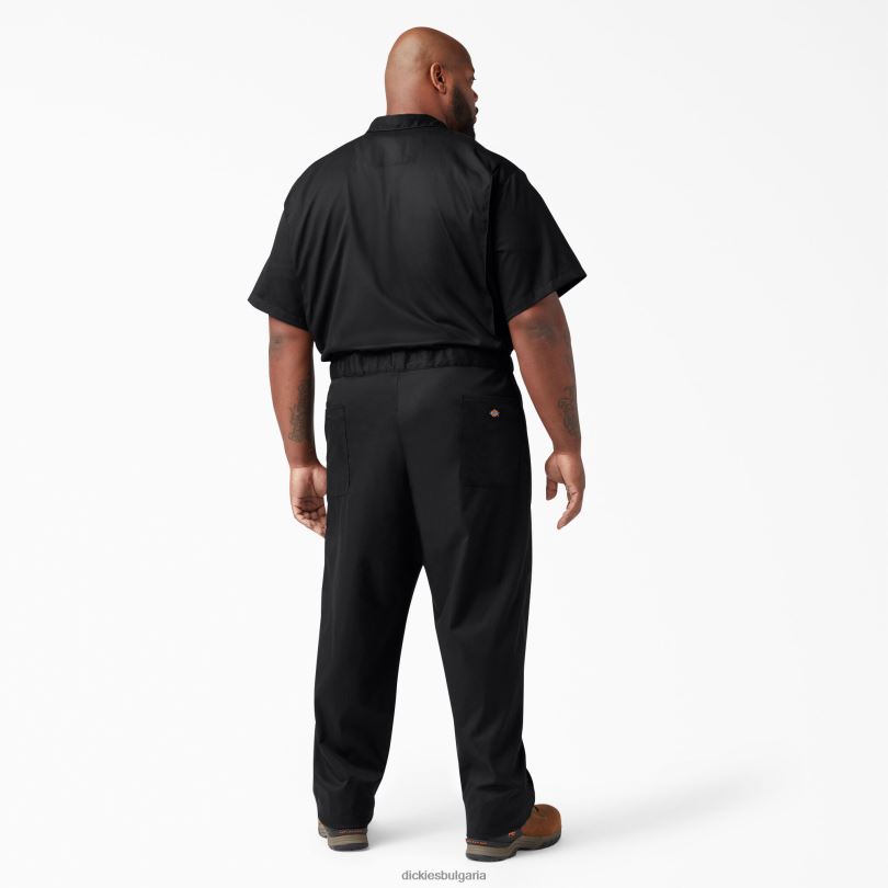 мъже Dickies гъвкав гащеризон с къс ръкав черно (bk) работно облекло R2PH81238