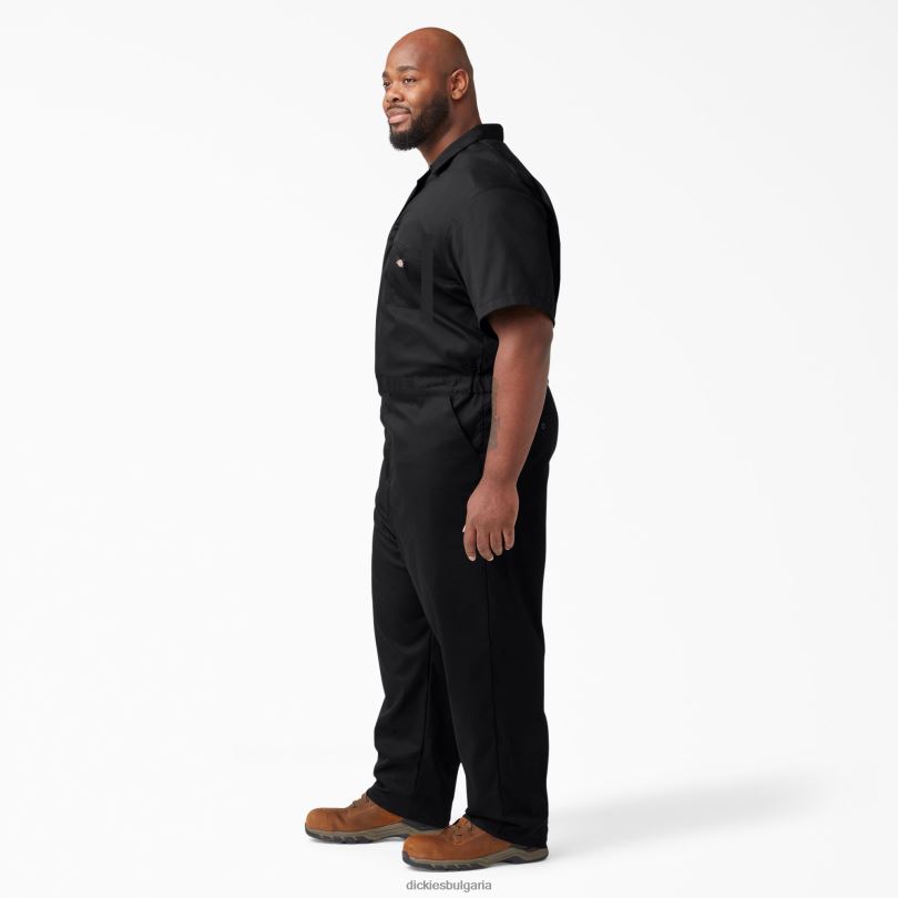 мъже Dickies гъвкав гащеризон с къс ръкав черно (bk) работно облекло R2PH81238