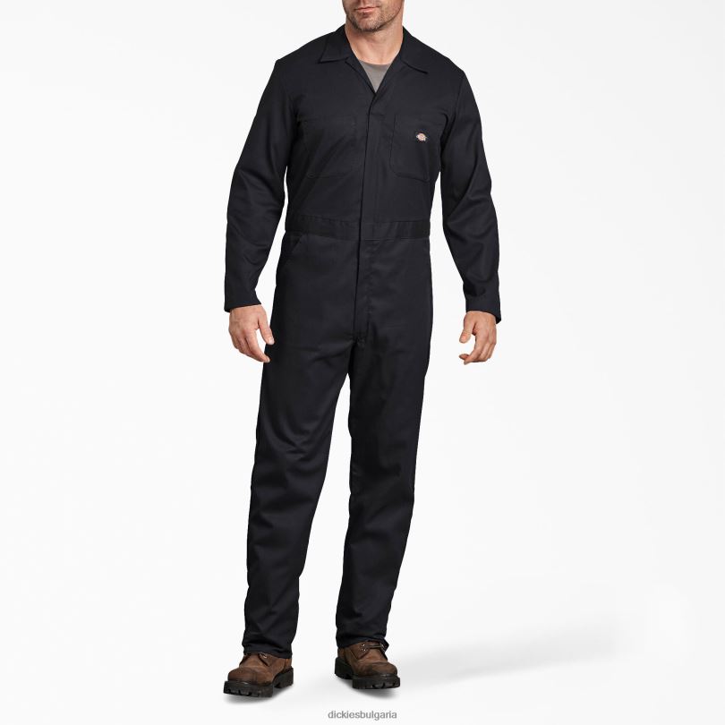 мъже Dickies гъвкав гащеризон с дълъг ръкав черно (bk) работно облекло R2PH81243
