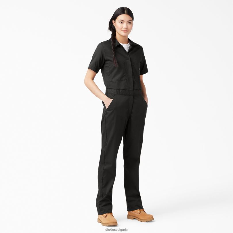 Жени Dickies охлаждащ гащеризон с къс ръкав черно (bk) работно облекло R2PH81544