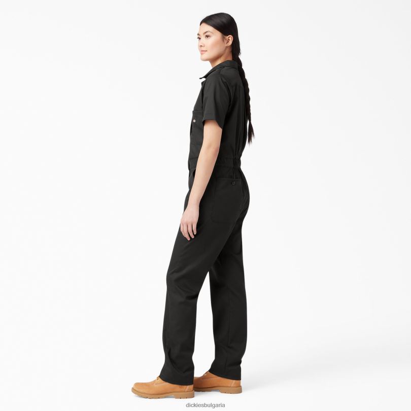 Жени Dickies охлаждащ гащеризон с къс ръкав черно (bk) работно облекло R2PH81544