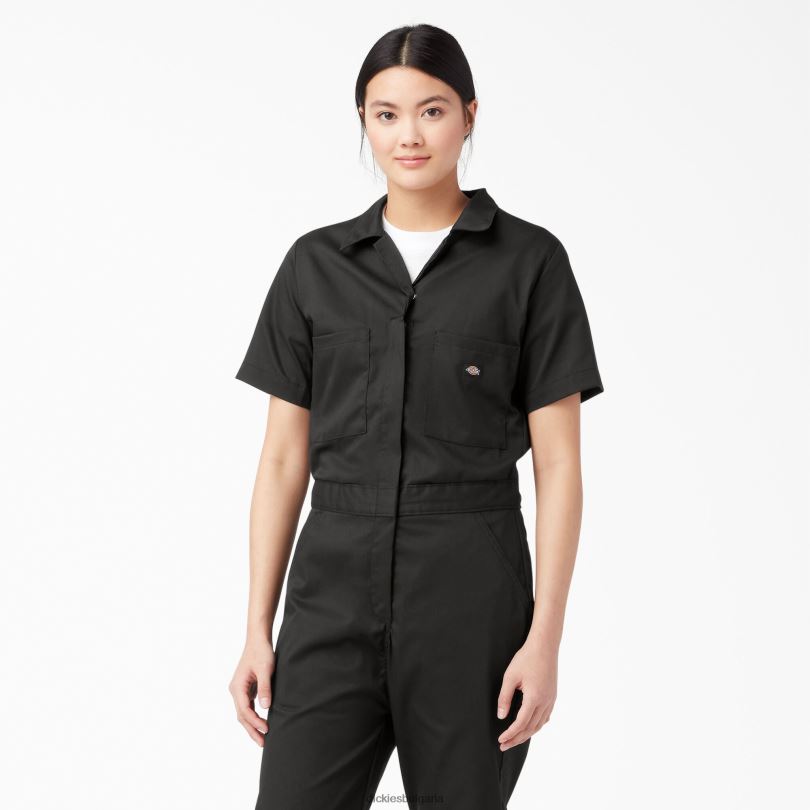 Жени Dickies охлаждащ гащеризон с къс ръкав черно (bk) работно облекло R2PH81544