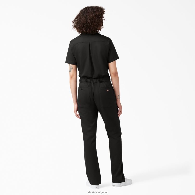 Жени Dickies охлаждащ гащеризон с къс ръкав черно (bk) работно облекло R2PH81544