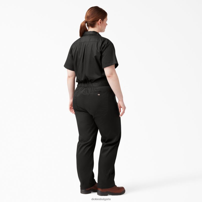 Жени Dickies плюс гъвкав, охлаждащ гащеризон с къси ръкави черно (bk) работно облекло R2PH81550