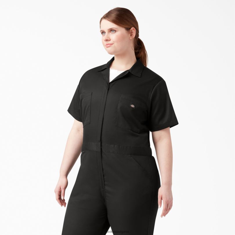 Жени Dickies плюс гъвкав, охлаждащ гащеризон с къси ръкави черно (bk) работно облекло R2PH81550