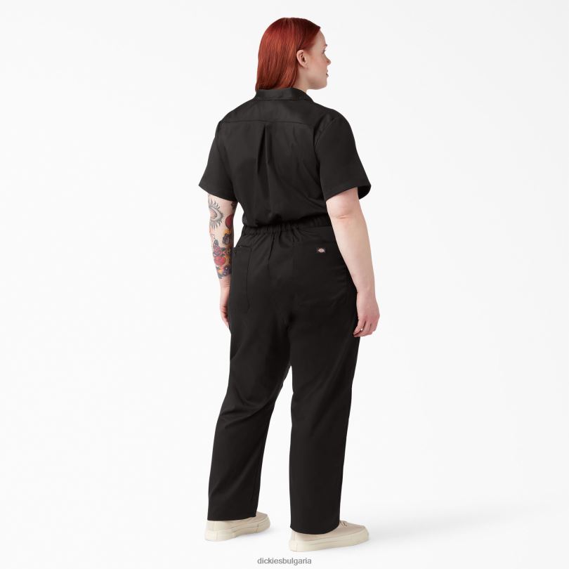 Жени Dickies плюс гъвкав, охлаждащ гащеризон с къси ръкави черно (bk) работно облекло R2PH81550