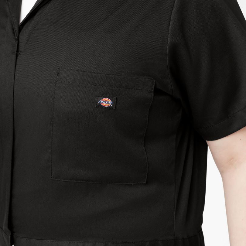 Жени Dickies плюс гъвкав, охлаждащ гащеризон с къси ръкави черно (bk) работно облекло R2PH81550
