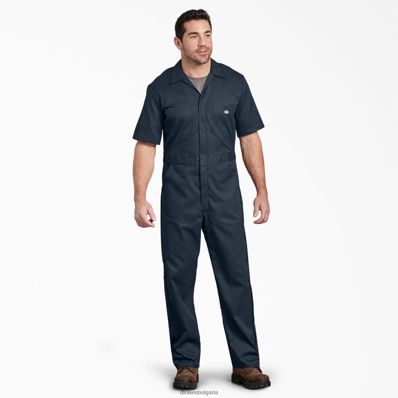 мъже Dickies гъвкав гащеризон с къс ръкав тъмно синьо (dn) работно облекло R2PH81239