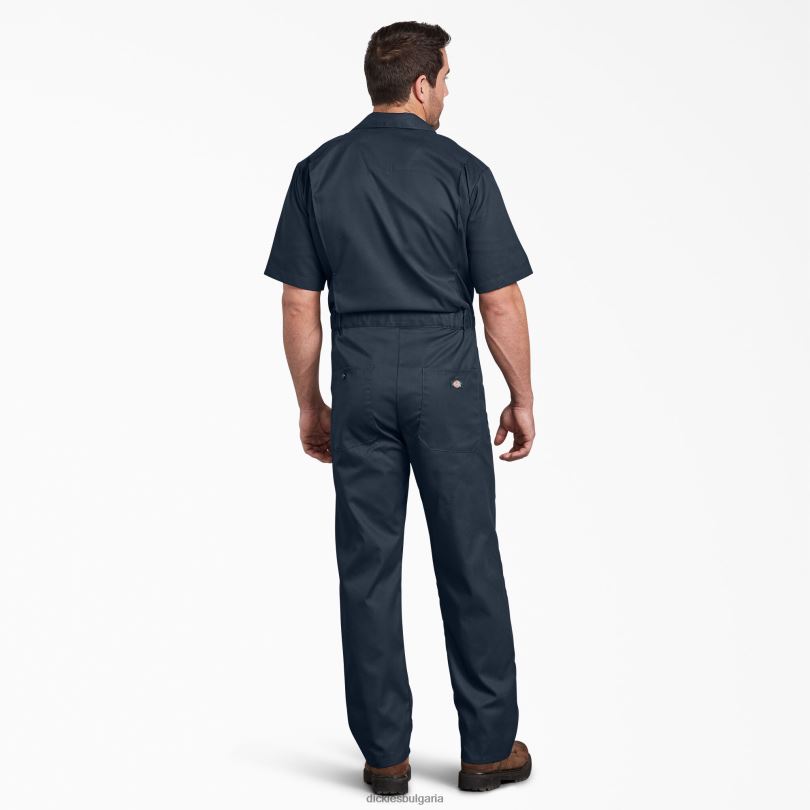 мъже Dickies гъвкав гащеризон с къс ръкав тъмно синьо (dn) работно облекло R2PH81239