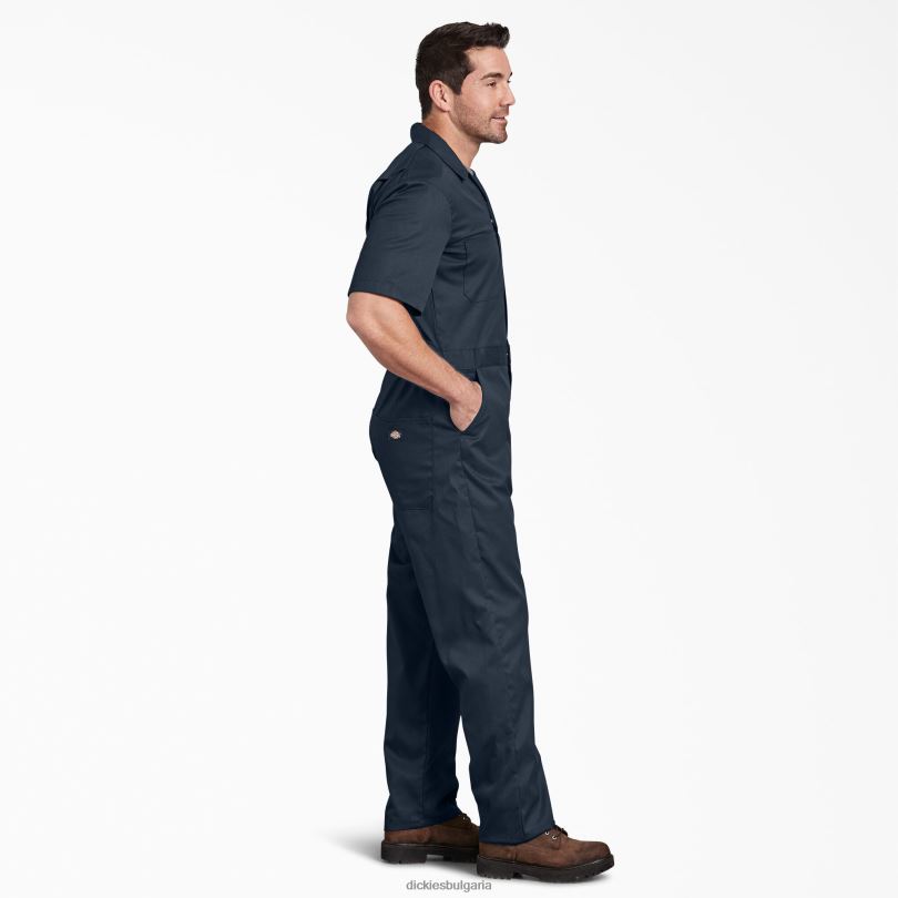 мъже Dickies гъвкав гащеризон с къс ръкав тъмно синьо (dn) работно облекло R2PH81239