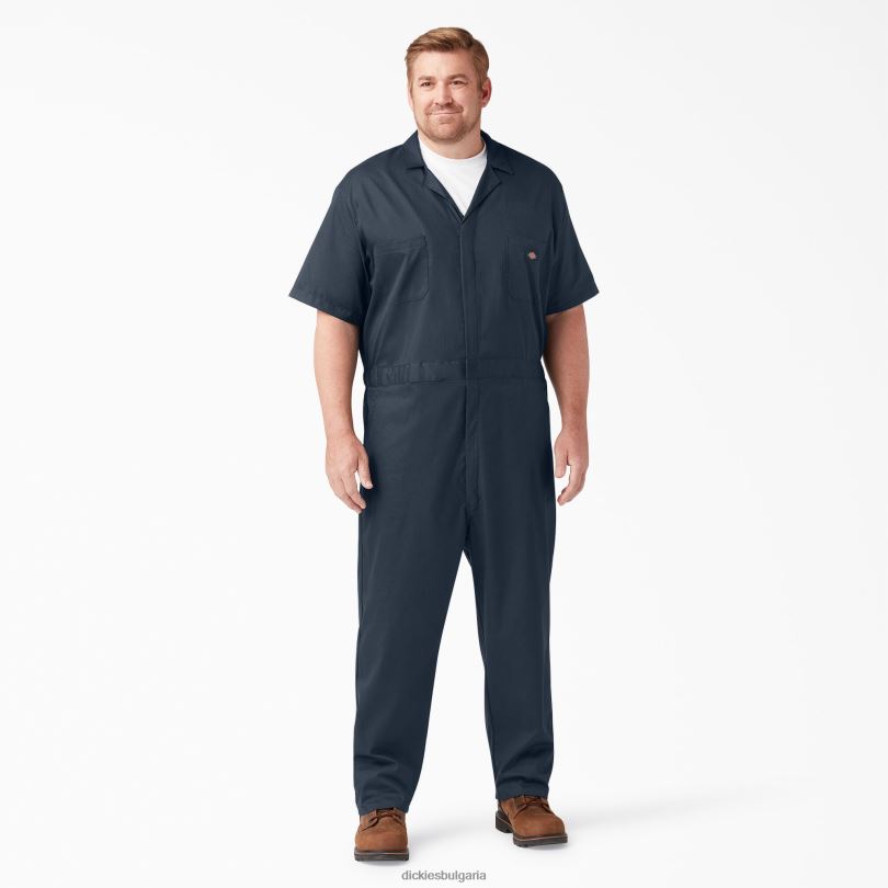 мъже Dickies гъвкав гащеризон с къс ръкав тъмно синьо (dn) работно облекло R2PH81239