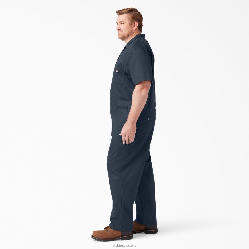 мъже Dickies гъвкав гащеризон с къс ръкав тъмно синьо (dn) работно облекло R2PH81239