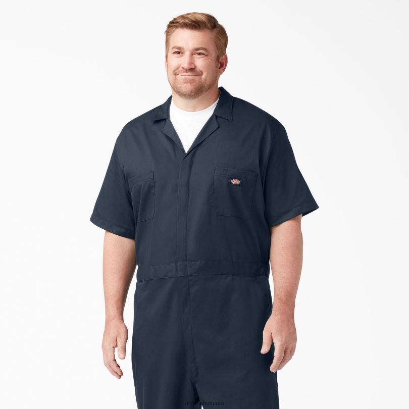 мъже Dickies гъвкав гащеризон с къс ръкав тъмно синьо (dn) работно облекло R2PH81239