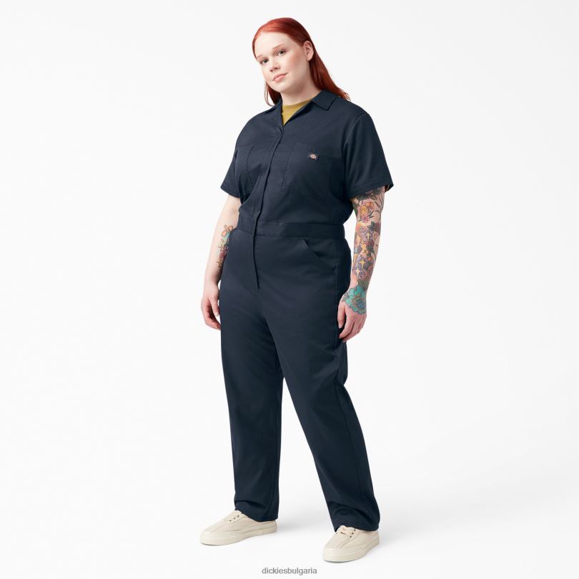Жени Dickies плюс гъвкав, охлаждащ гащеризон с къси ръкави тъмно синьо (dn) работно облекло R2PH81551