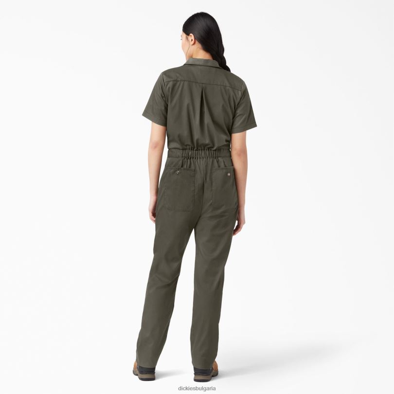 Жени Dickies охлаждащ гащеризон с къс ръкав зелен мъх (ms) работно облекло R2PH81547