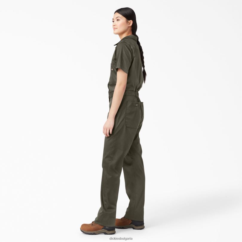Жени Dickies охлаждащ гащеризон с къс ръкав зелен мъх (ms) работно облекло R2PH81547
