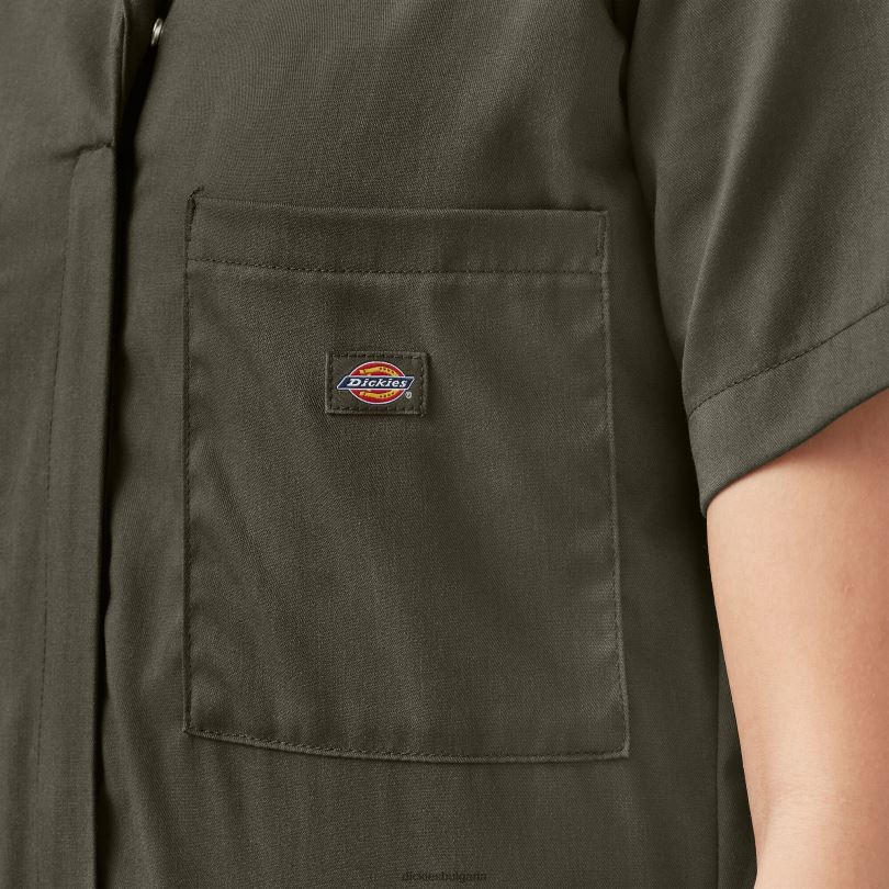 Жени Dickies охлаждащ гащеризон с къс ръкав зелен мъх (ms) работно облекло R2PH81547