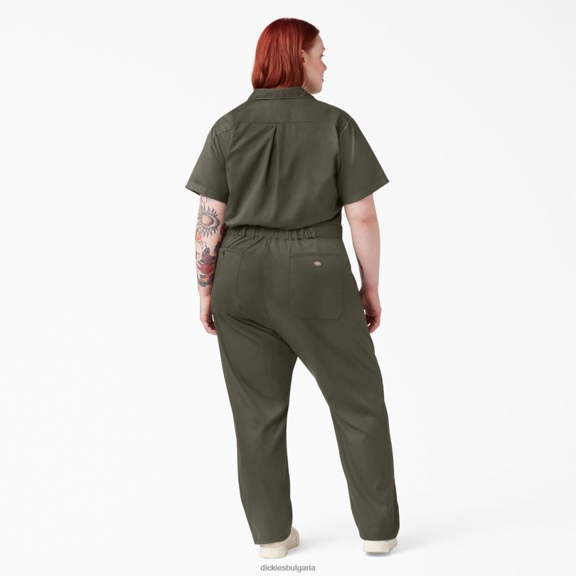 Жени Dickies плюс гъвкав, охлаждащ гащеризон с къси ръкави зелен мъх (ms) работно облекло R2PH81553