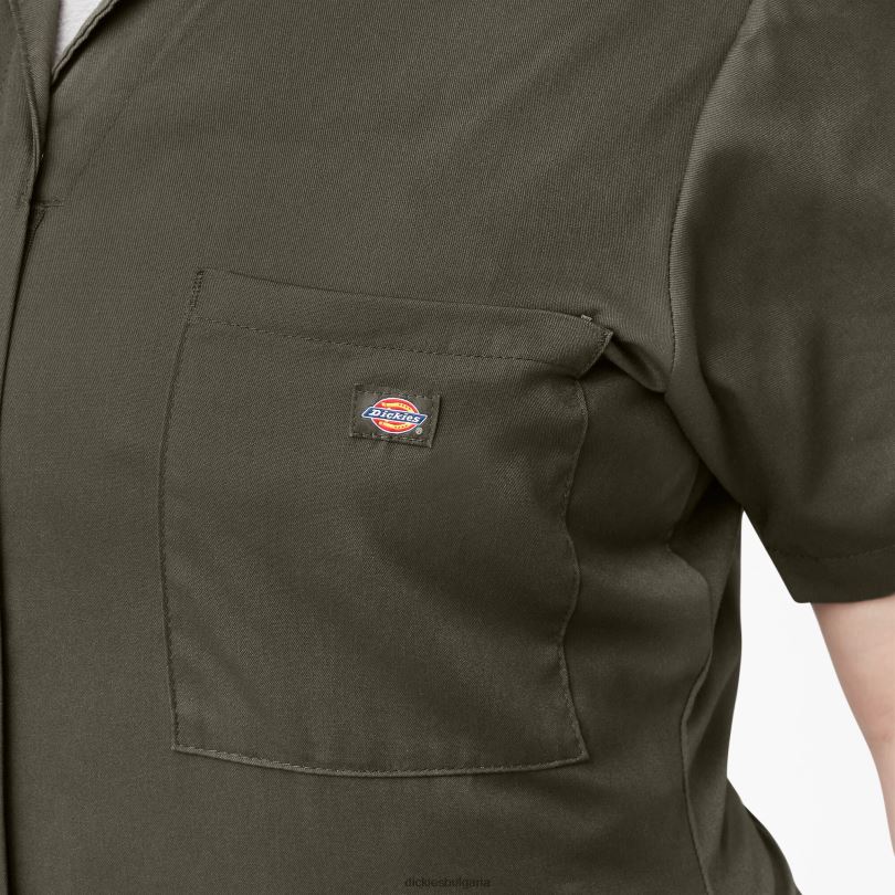 Жени Dickies плюс гъвкав, охлаждащ гащеризон с къси ръкави зелен мъх (ms) работно облекло R2PH81553