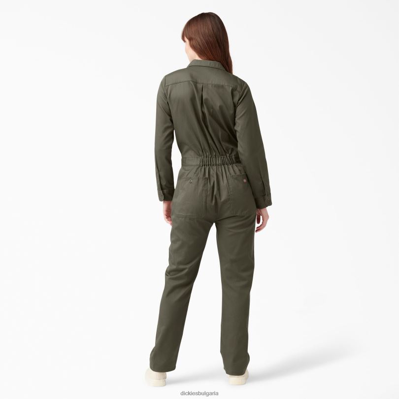 Жени Dickies гащеризон с дълъг ръкав зелен мъх (ms) работно облекло R2PH81932