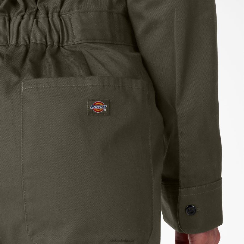 Жени Dickies гащеризон с дълъг ръкав зелен мъх (ms) работно облекло R2PH81932