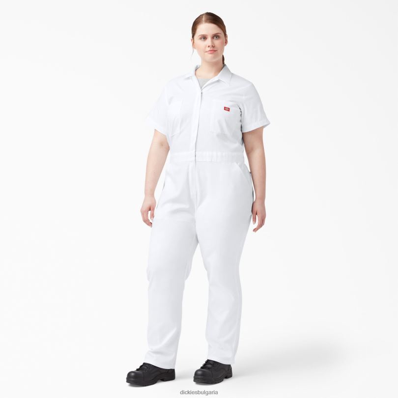 Жени Dickies плюс гъвкав, охлаждащ гащеризон с къси ръкави бяло (wh) работно облекло R2PH81554