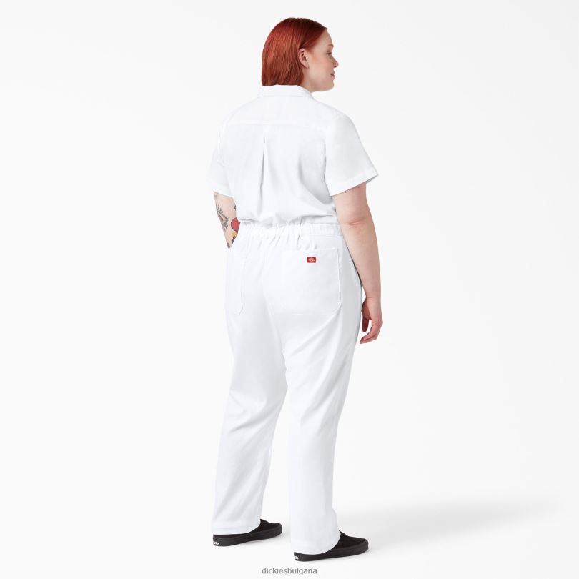 Жени Dickies плюс гъвкав, охлаждащ гащеризон с къси ръкави бяло (wh) работно облекло R2PH81554