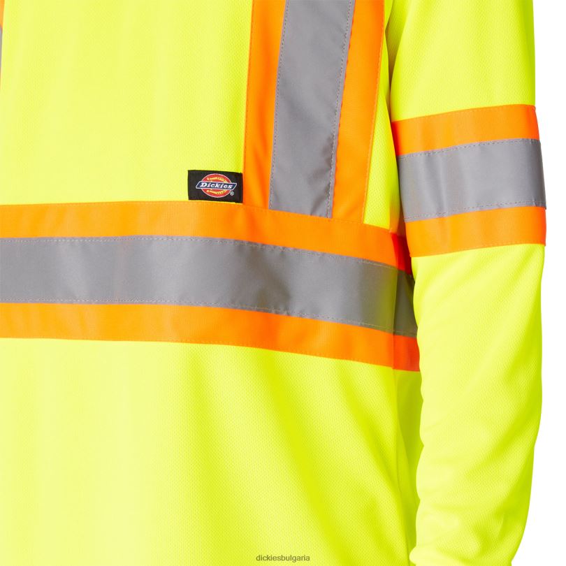 унисекс Dickies здрава тениска с дълъг ръкав за безопасност анси жълто (ay) работно облекло R2PH81449