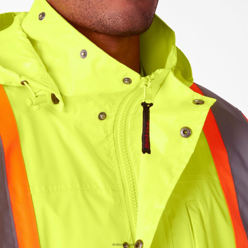 унисекс Dickies hi vis предпазен дъждобран от 2 части анси жълто (ay) работно облекло R2PH81454