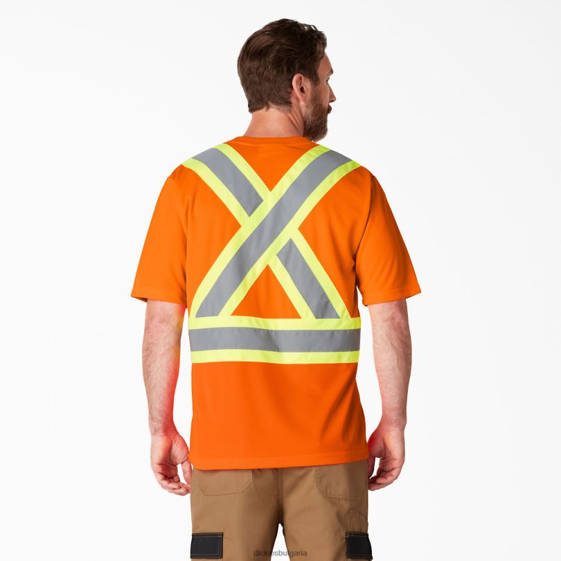 унисекс Dickies hi vis тениска с къс ръкав за безопасност ansi оранжево (ao) работно облекло R2PH81445