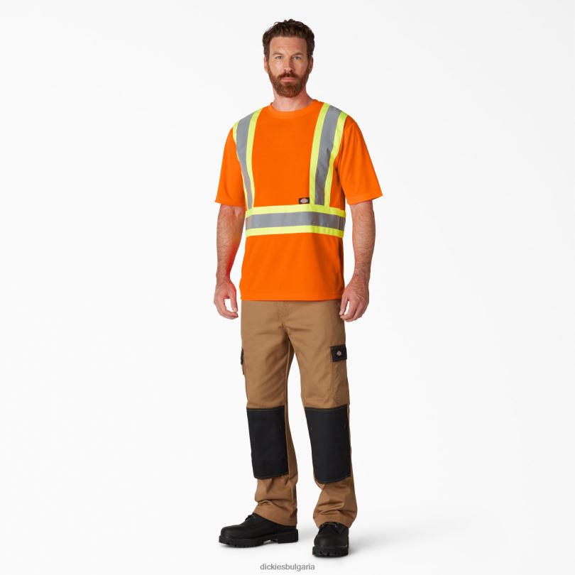 унисекс Dickies hi vis тениска с къс ръкав за безопасност ansi оранжево (ao) работно облекло R2PH81445