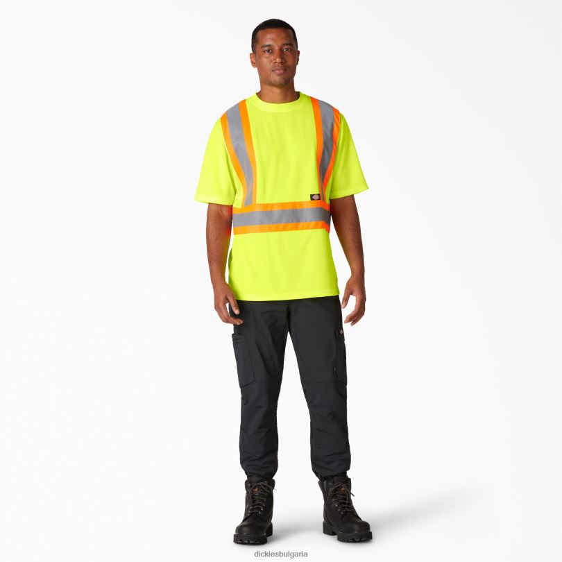 унисекс Dickies hi vis тениска с къс ръкав за безопасност анси жълто (ay) работно облекло R2PH81446