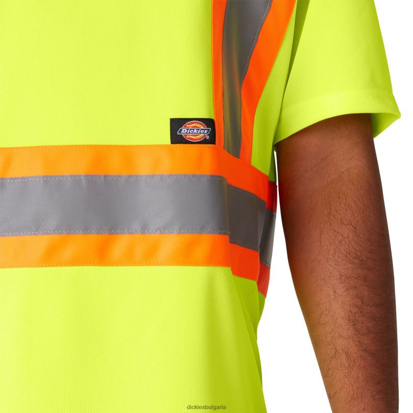 унисекс Dickies hi vis тениска с къс ръкав за безопасност анси жълто (ay) работно облекло R2PH81446