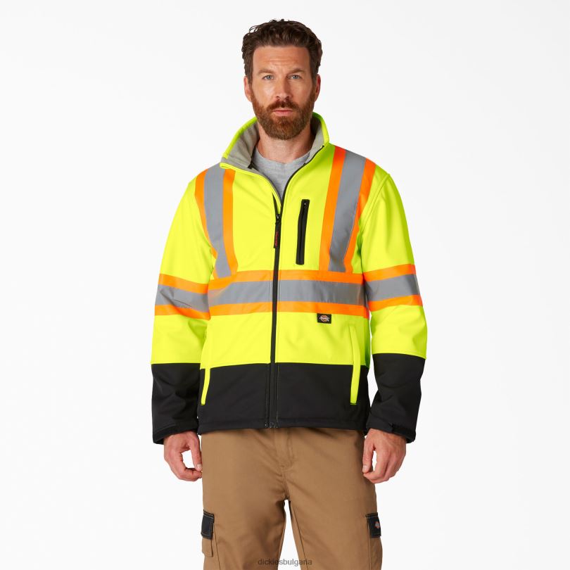 унисекс Dickies hi vis предпазно яке от софтшел анси жълто (ay) работно облекло R2PH81456
