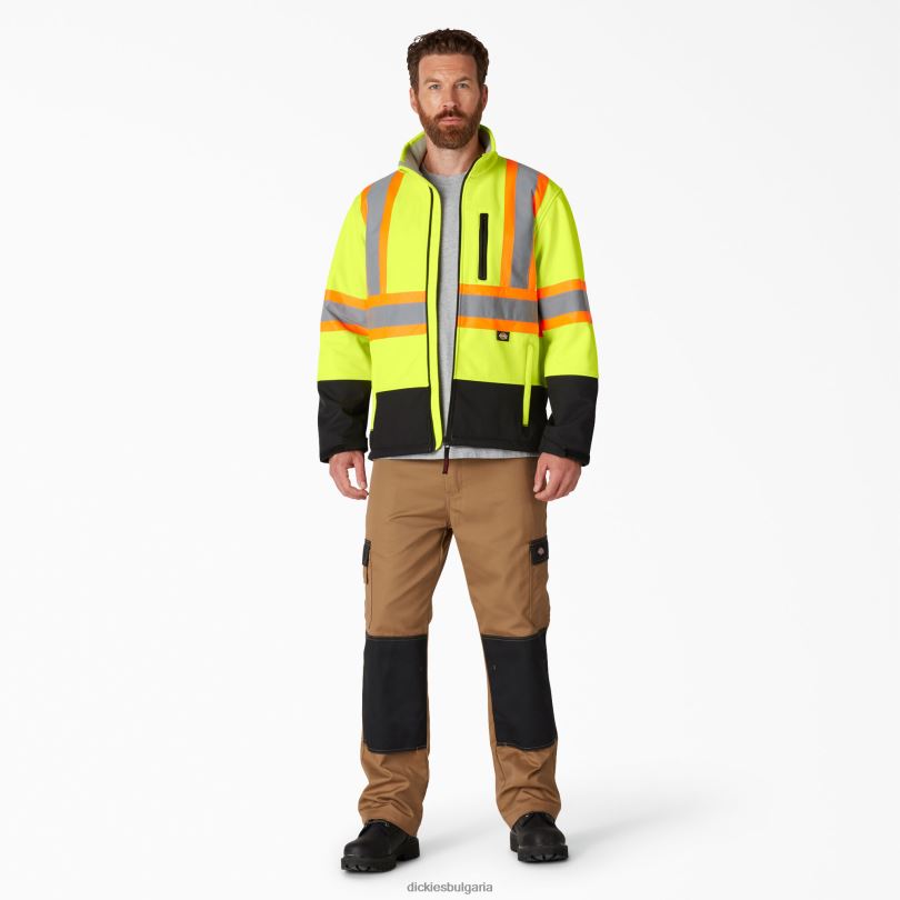 унисекс Dickies hi vis предпазно яке от софтшел анси жълто (ay) работно облекло R2PH81456