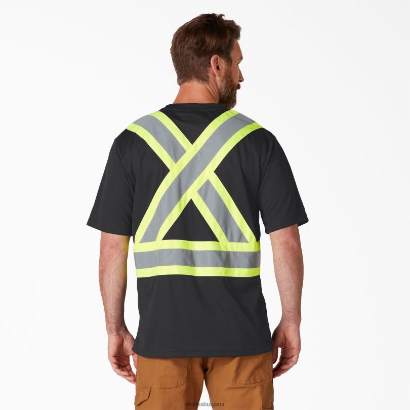 унисекс Dickies hi vis тениска с къс ръкав за безопасност черно (bk) работно облекло R2PH81447