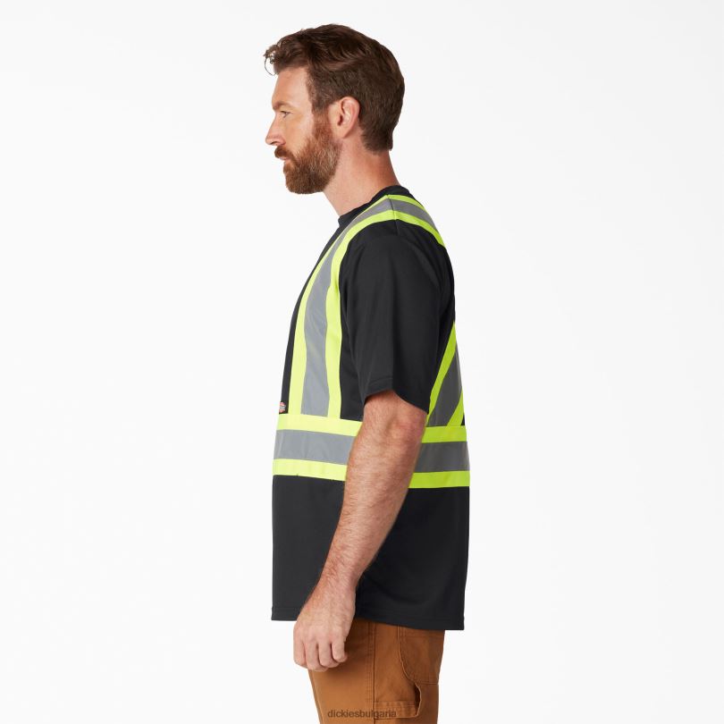 унисекс Dickies hi vis тениска с къс ръкав за безопасност черно (bk) работно облекло R2PH81447