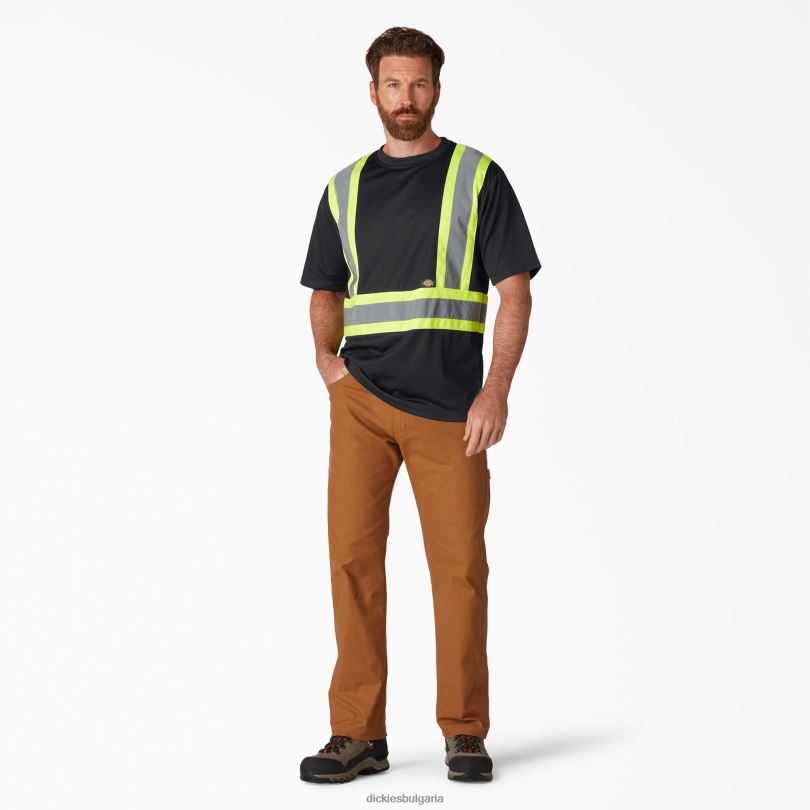 унисекс Dickies hi vis тениска с къс ръкав за безопасност черно (bk) работно облекло R2PH81447