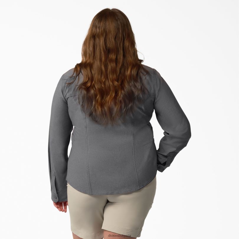 Жени Dickies плюс охлаждаща работна риза графитено сиво (gad) работно облекло R2PH81685
