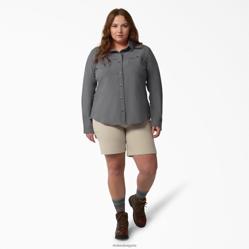 Жени Dickies плюс охлаждаща работна риза графитено сиво (gad) работно облекло R2PH81685