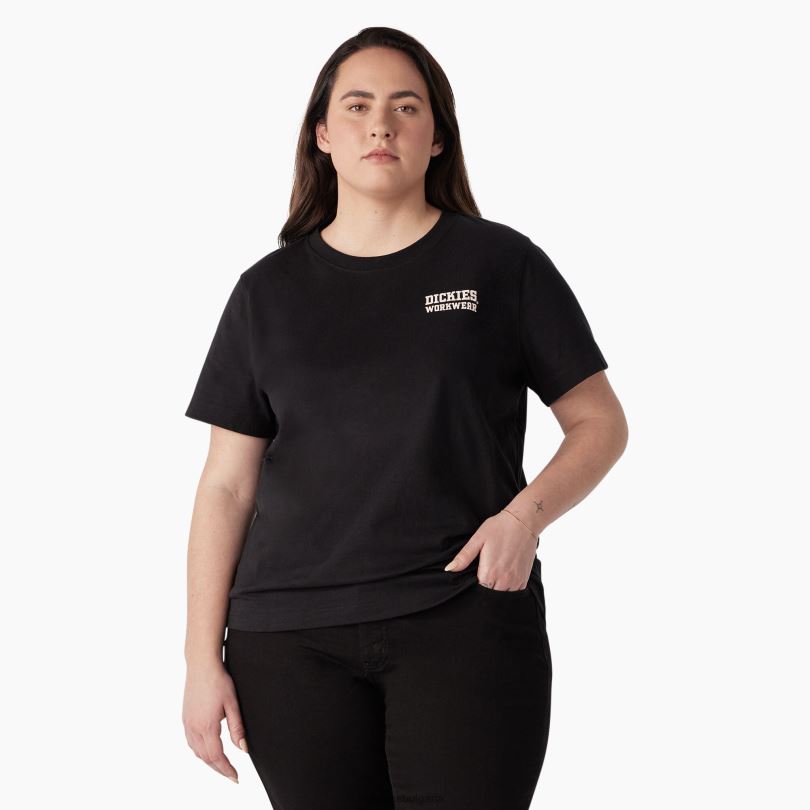 Жени Dickies плюс графична тениска с тежко работно облекло черно (kbk) работно облекло R2PH82190