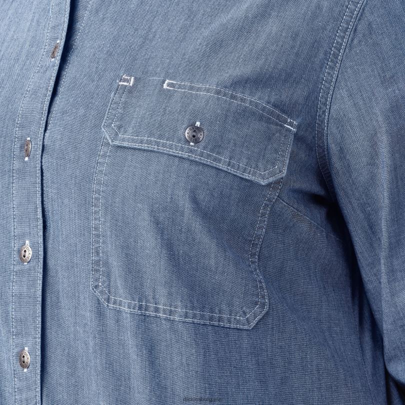 Жени Dickies плюс работна риза с дълги ръкави от шамбре stonewashed светло синьо (lsw) работно облекло R2PH82125