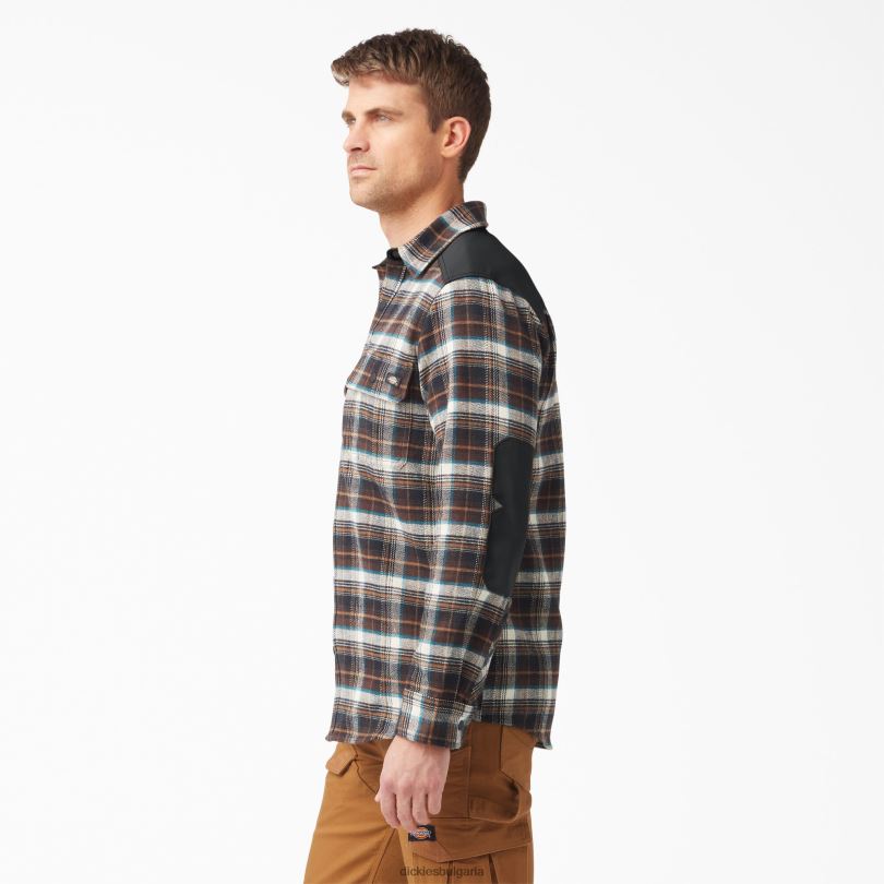 мъже Dickies тежка мускулеста фланелена риза шоколадово кафяво каре (a1h) работно облекло R2PH8949