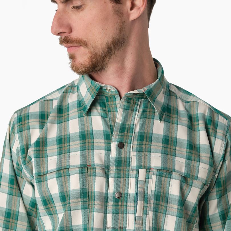 мъже Dickies охлаждаща работна риза с дълъг ръкав дълбоко езерно/мъхово каре (a2g) работно облекло R2PH8676