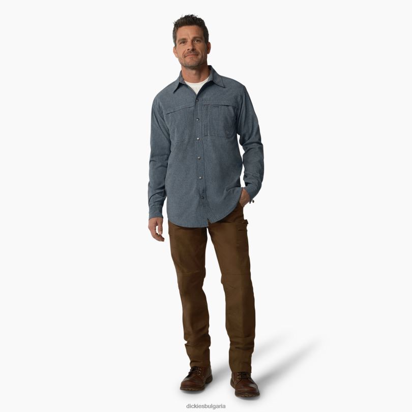 мъже Dickies охлаждаща работна риза с дълъг ръкав военновъздушно синьо (afd) работно облекло R2PH8674