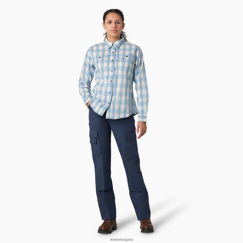 Жени Dickies охлаждаща работна риза ясно синьо хълмисто каре (b1f) работно облекло R2PH81673