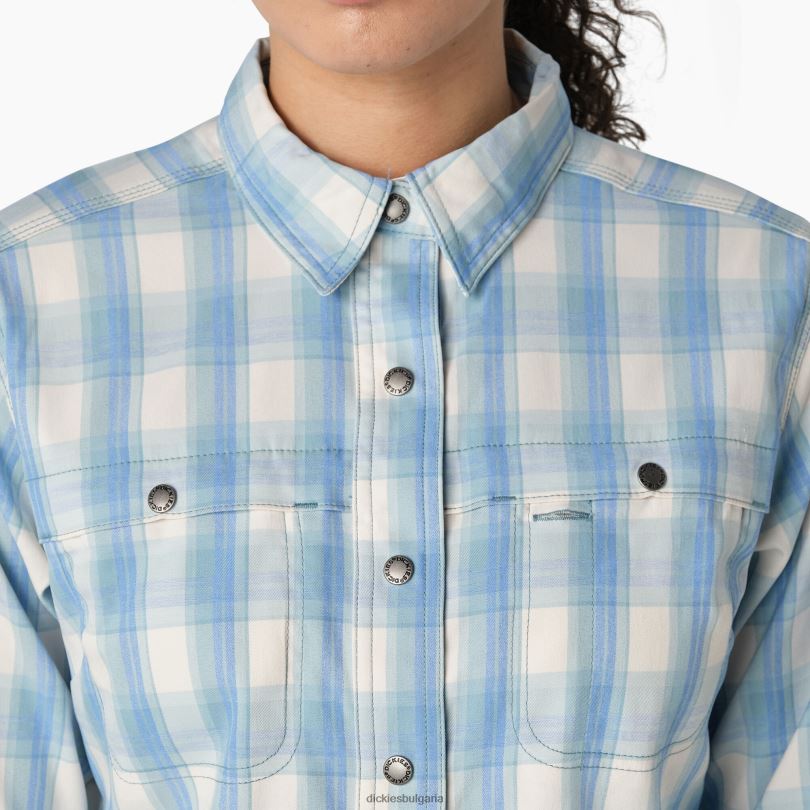 Жени Dickies охлаждаща работна риза ясно синьо хълмисто каре (b1f) работно облекло R2PH81673